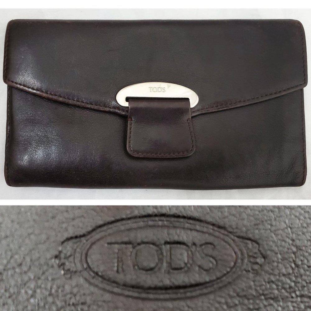 TOD'S Womens Chocolate Brown Rectangle Leather Wallet